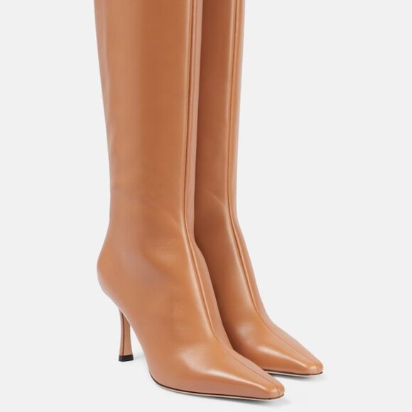 JIMMY CHOO AGATHE 85 LEATHER KNEE-HIGH BOOTS - Picture 1 of 3